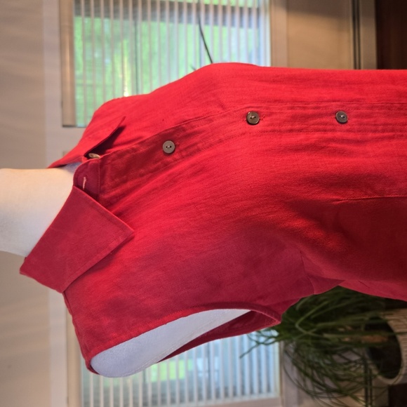 100% Linen Sleeveless Button Down Maxi Shirt Dress Pink Womens Size 8P - Picture 3 of 9